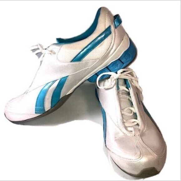 REEBOK HEXRIDE Running Shoe, Pearlized White w/Blue accents RARE Women's 11 - Picture 1 of 2